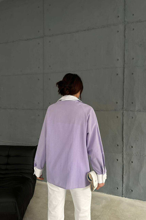 FRONT POCKETS WOMAN SHIRT PURPLE/LEJLA - 3