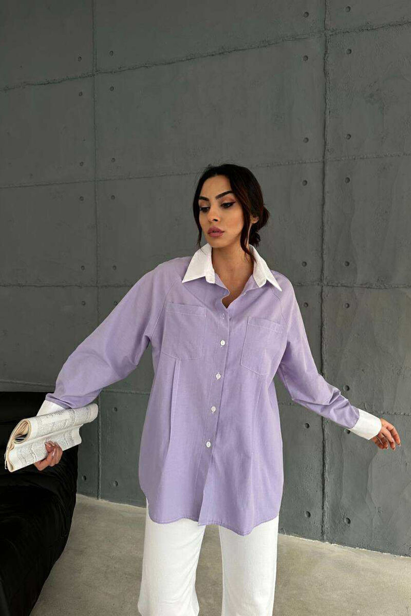 FRONT POCKETS WOMAN SHIRT PURPLE/LEJLA - 4