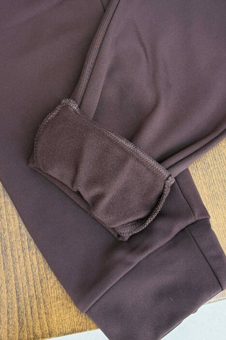 FRONT WRITTING HOODIE + SWEATPANTS WOMAN SET BROWN/KAFE - 5