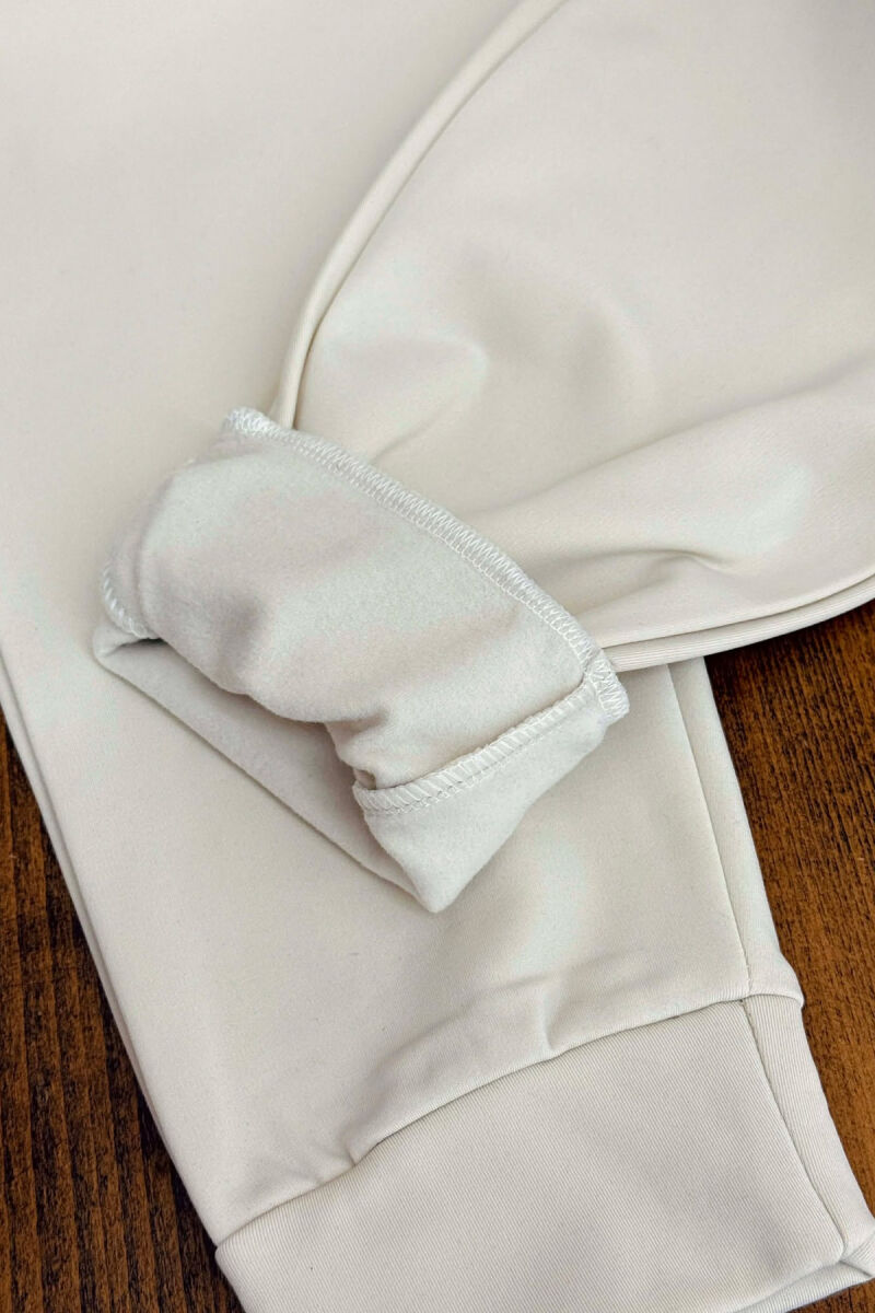 FRONT WRITTING HOODIE + SWEATPANTS WOMAN SET CREAM/KREM - 5