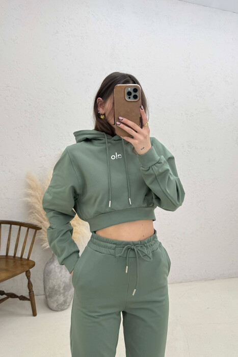 FRONT WRITTING HOODIE + SWEATPANTS WOMAN SET OLIVE/ULLI - 3