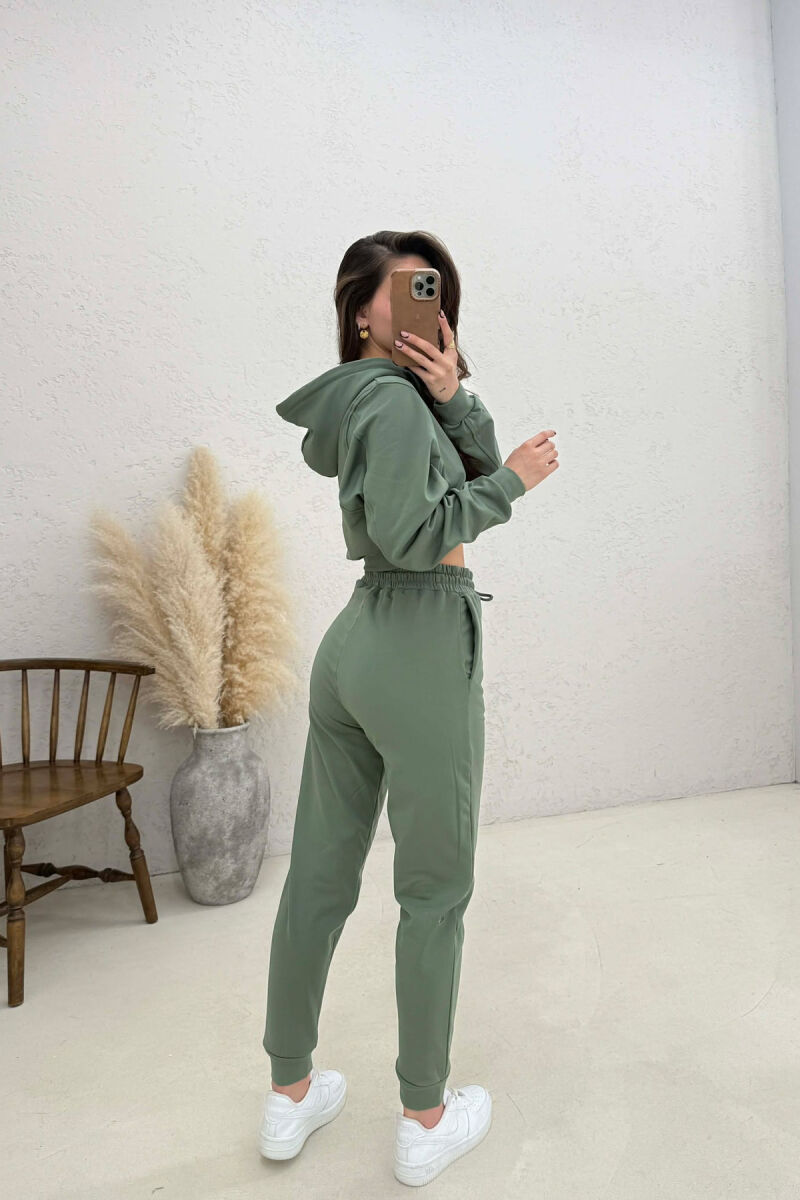 FRONT WRITTING HOODIE + SWEATPANTS WOMAN SET OLIVE/ULLI - 4