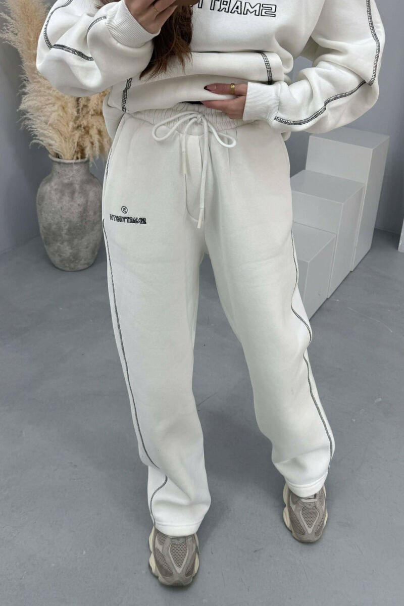 FRONT WRITTING HOODIE+SWEATPANTS WOMEN SET WHITE-E BARDHE - 4
