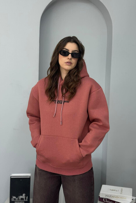 FRONT WRITTINGS & BACK DESIGN FLUFFY WOMEN HOODIE VINEGAR/UTHULL - 1