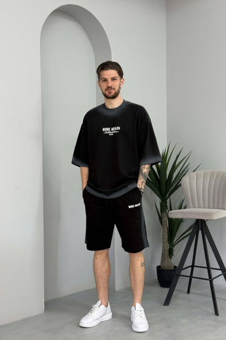 FRONT WRITTINGS T-SHIRT + SHORTS MEN SET BLACK/ E ZEZE - 3