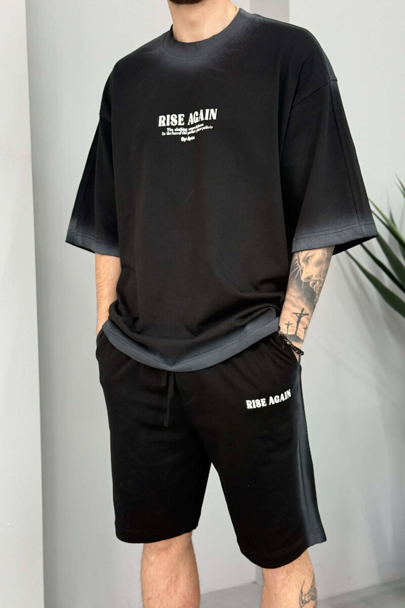 FRONT WRITTINGS T-SHIRT + SHORTS MEN SET BLACK/ E ZEZE - 4