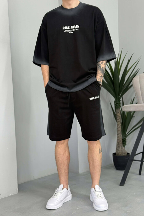 FRONT WRITTINGS T-SHIRT + SHORTS MEN SET BLACK/ E ZEZE - 5
