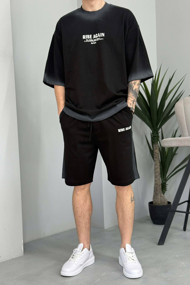 FRONT WRITTINGS T-SHIRT + SHORTS MEN SET BLACK/ E ZEZE - 5