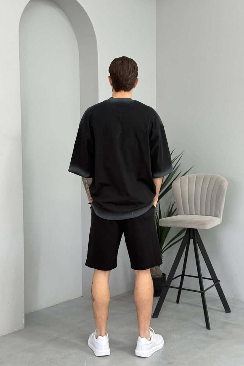 FRONT WRITTINGS T-SHIRT + SHORTS MEN SET BLACK/ E ZEZE - 6