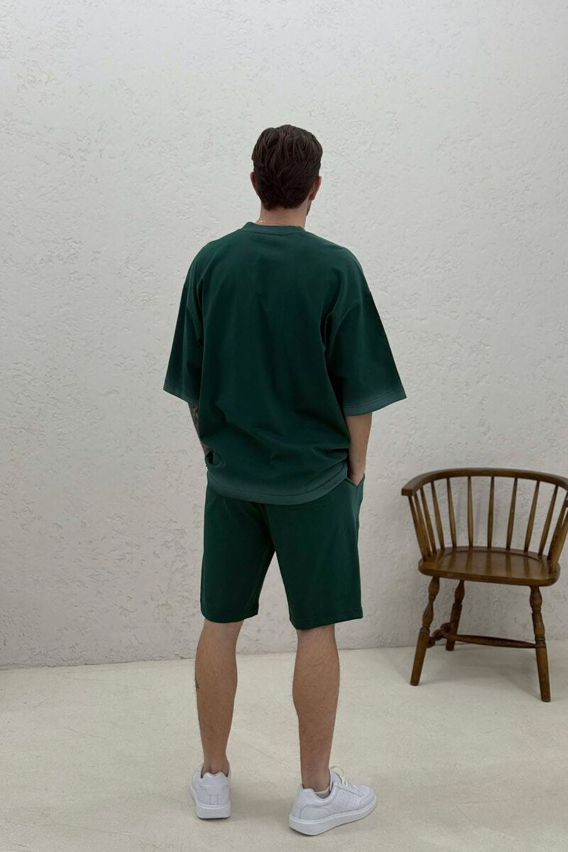 FRONT WRITTINGS T-SHIRT + SHORTS MEN SET GREEN/JESHILE - 4