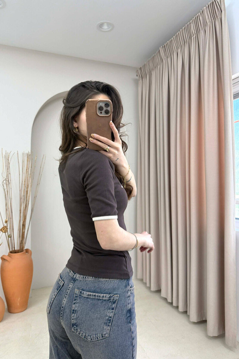 FRONT WRITTINGS WOMAN T-SHIRT BROWN/KAFE - 4