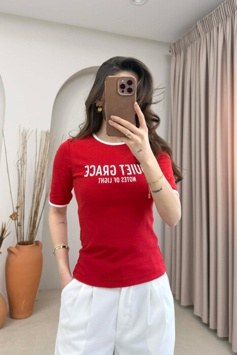 FRONT WRITTINGS WOMAN T-SHIRT RED/E KUQE - 