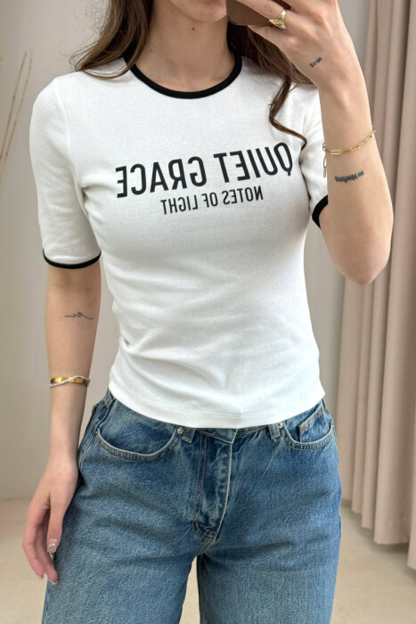 FRONT WRITTINGS WOMAN T-SHIRT WHITE-E BARDHE - 2