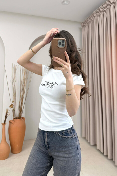 FRONT WRITTINGS WOMAN T-SHIRT WHITE-E BARDHE - 2