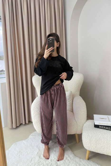 FRONT WRITTINGS WOMEN PYJAMAS BLACK/ E ZEZE - 1