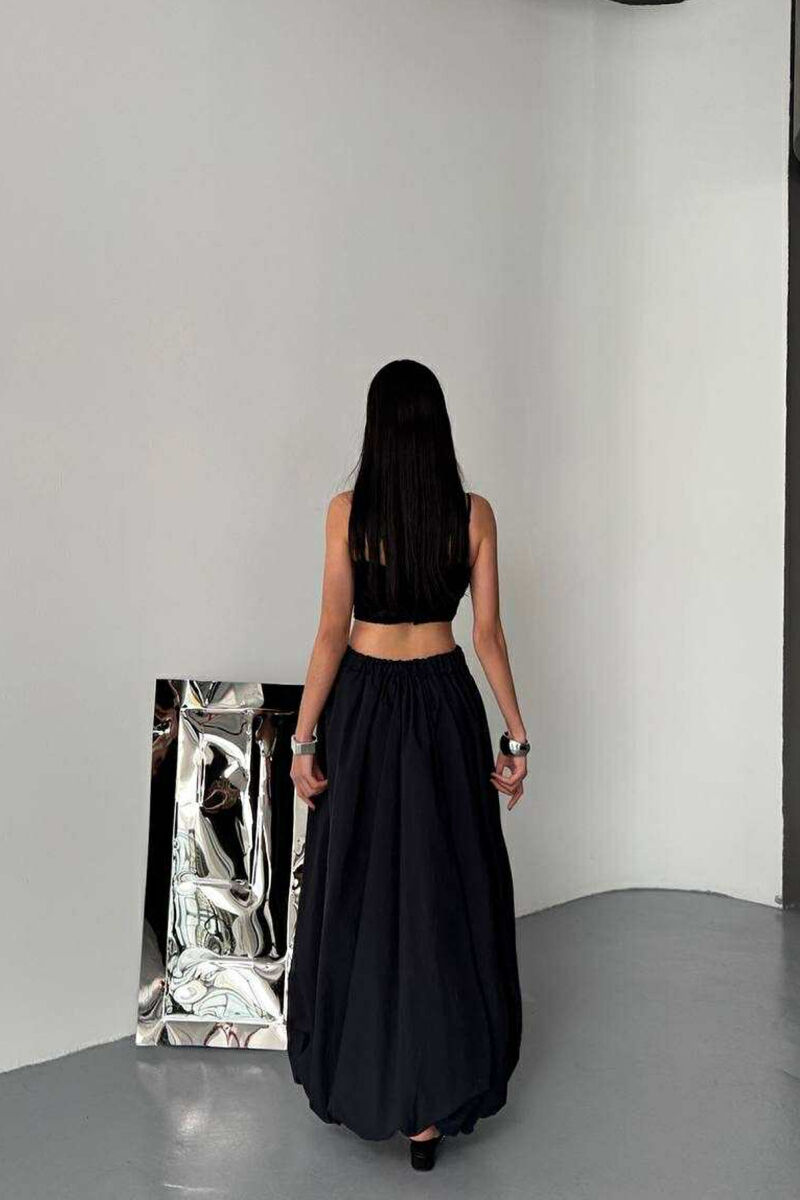 FUND I GJATË NJË NGJYRËSH ELASTIK TE BELI PËR FEMRA NË NGJYRËN E ZEZË - 2