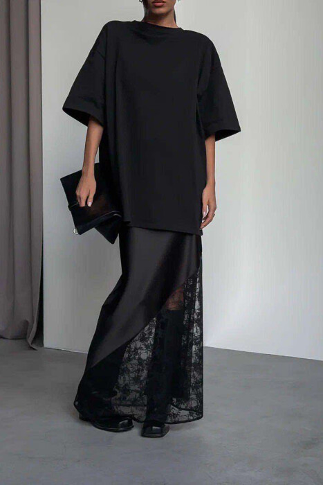 FUND I GJATË SATENI PËR FEMRA NË NGJYRËN E ZEZË - 1