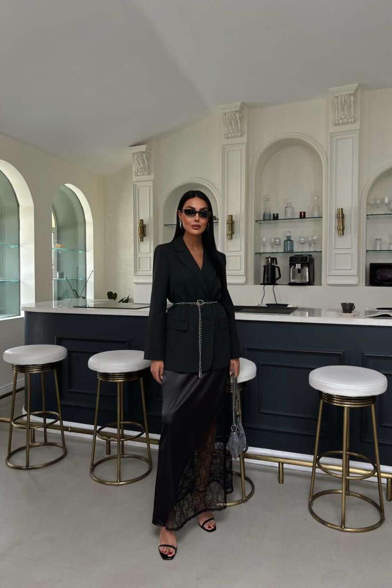 FUND I GJATË SATENI PËR FEMRA NË NGJYRËN E ZEZË - 3