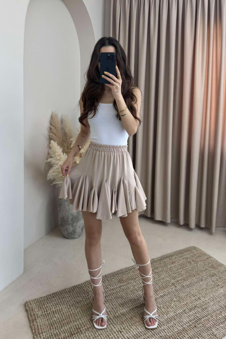 FUND NJË NGJYRËSH I SHKURTËR PËR FEMRA NË NGJYRËN BEZHË - 3