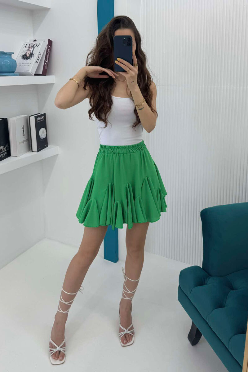 FUND NJË NGJYRËSH I SHKURTËR PËR FEMRA NË NGJYRËN JESHILE E ZBARDHUR - 2