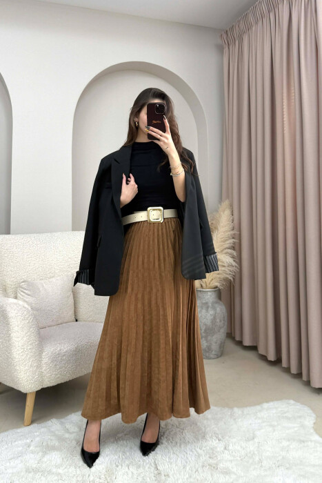 FUND KAMOSHI NJE NGJYRESH ME DETAJIN E RRIPIT PER FEMRA NE NGJYRE KAFE - 7