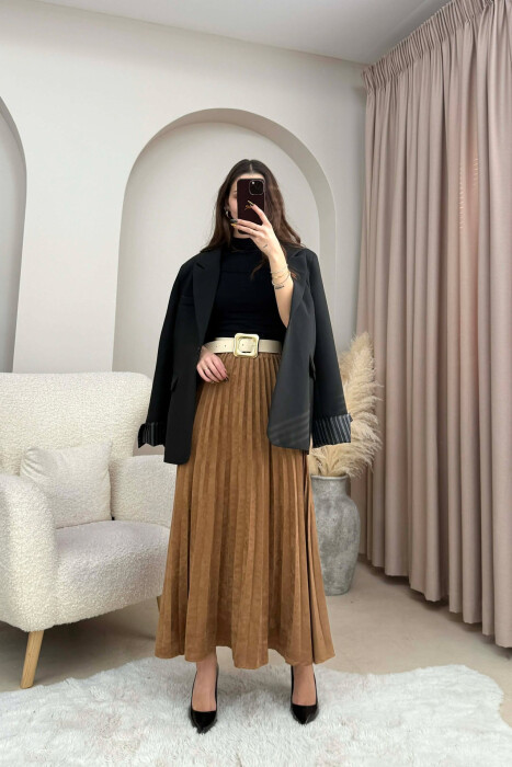 FUND KAMOSHI NJE NGJYRESH ME DETAJIN E RRIPIT PER FEMRA NE NGJYRE KAFE - 8