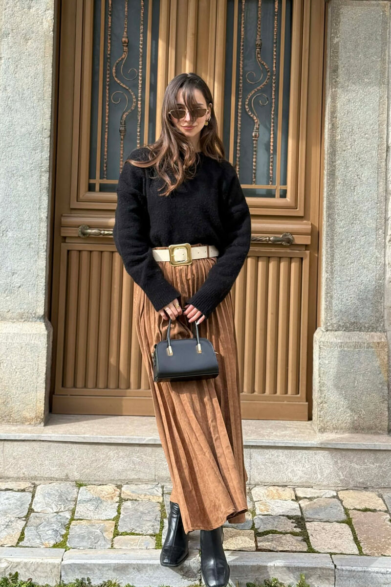 FUND KAMOSHI NJE NGJYRESH ME DETAJIN E RRIPIT PER FEMRA NE NGJYRE KAFE - 2