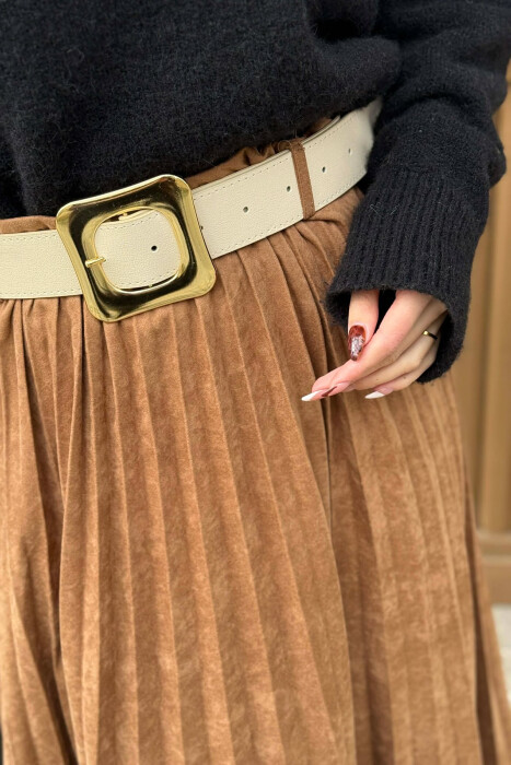 FUND KAMOSHI NJE NGJYRESH ME DETAJIN E RRIPIT PER FEMRA NE NGJYRE KAFE - 4