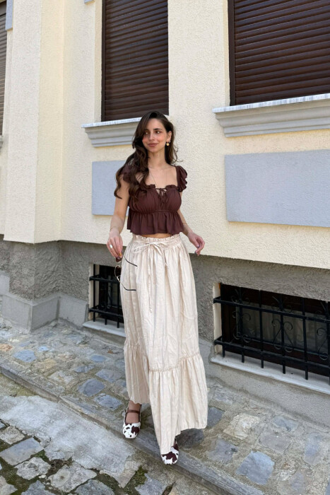 FUND NJE NGJYRESH ME BEL ELASTIK PER FEMRA NE NGJYRE BEZHE 