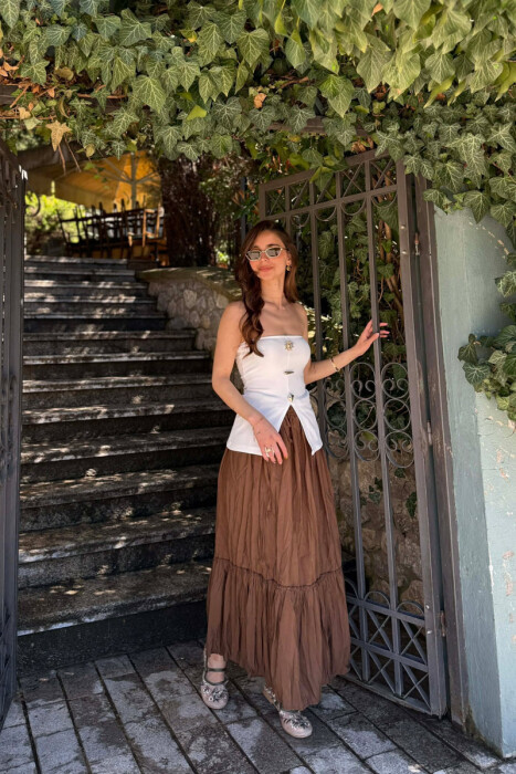 FUND NJE NGJYRESH ME BEL ELASTIK PER FEMRA NE NGJYRE KAFE 