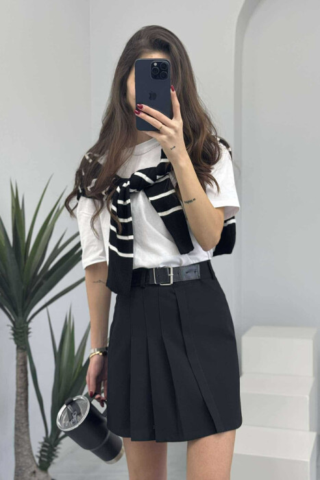 FUND NJË NGJYRËSH ME RRIP PËR FEMRA NË NGJYRËN E ZEZË - 4