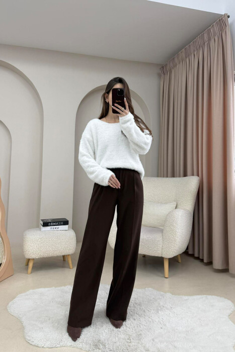 FUR DETAILED SOFT WOMAN SWEATER WHITE-E BARDHE - 2