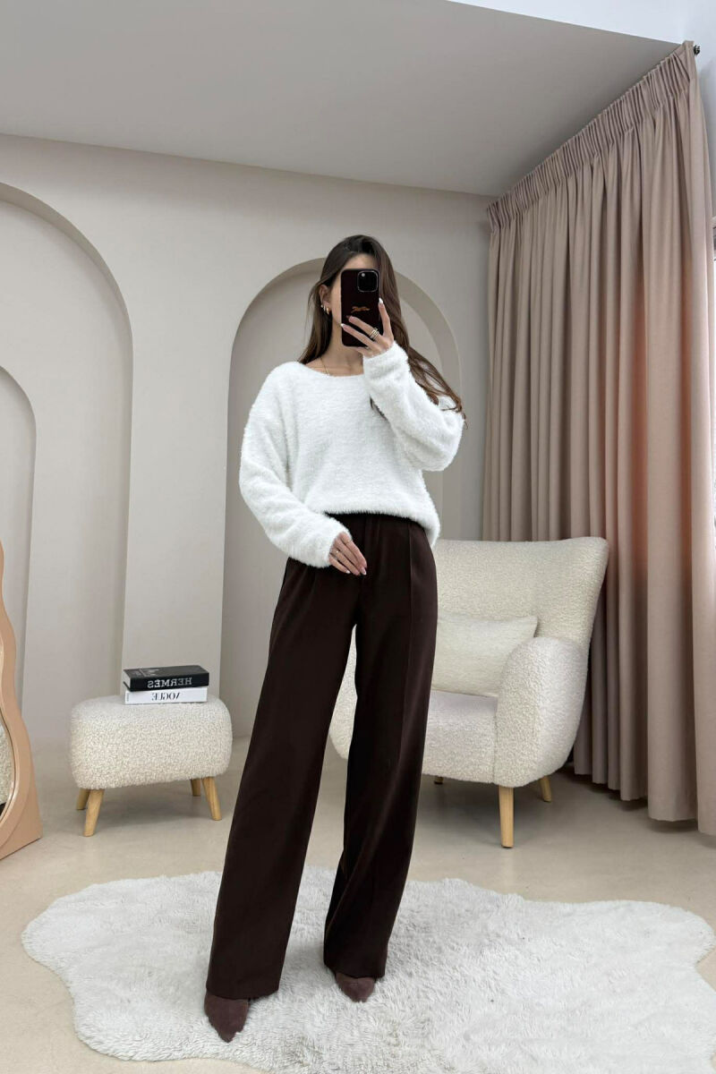 FUR DETAILED SOFT WOMAN SWEATER WHITE-E BARDHE - 2