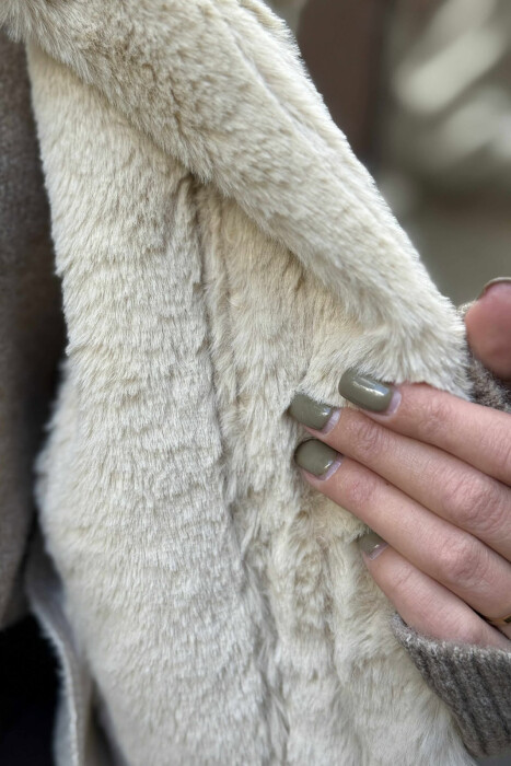 FUR INTERIOR DESIGN LEATHER WOMEN JACKET CREAM/KREM - 2