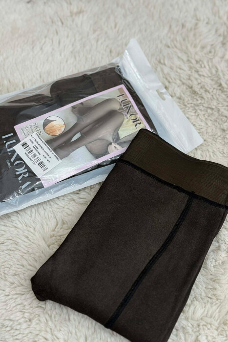 FUR LINED WOMEN LEGGINGS DARK BROWN/KAE - 7
