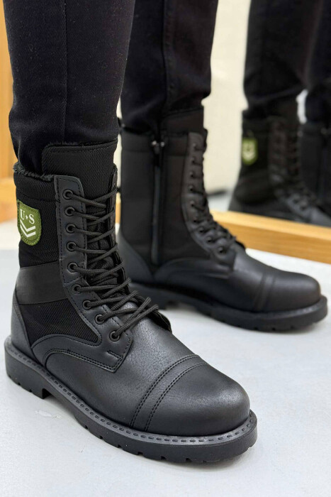 FUR MEN ANKLE BOOTS BLACK/ E ZEZE - KLAUDIO FASHION