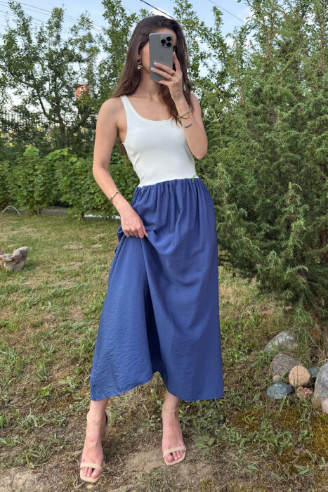 FUSTAN DY NGJYRËSH PËR FEMRA NË NGJYRËN E BARDHË+BLU - 4