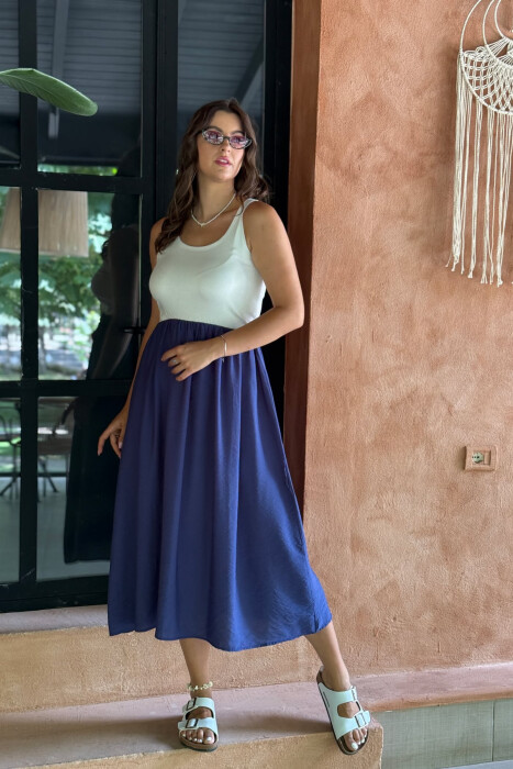 FUSTAN DY NGJYRËSH PËR FEMRA NË NGJYRËN E BARDHË+BLU - 1