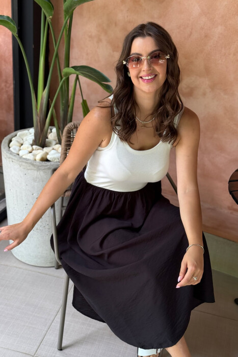 FUSTAN DY NGJYRËSH PËR FEMRA NË NGJYRËN E BARDHË+E ZEZË - 2