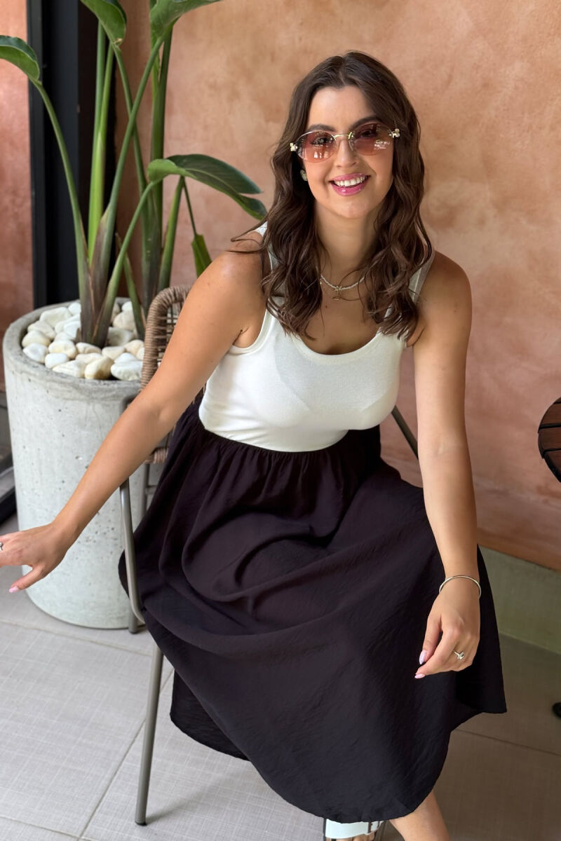 FUSTAN DY NGJYRËSH PËR FEMRA NË NGJYRËN E BARDHË+E ZEZË - 2