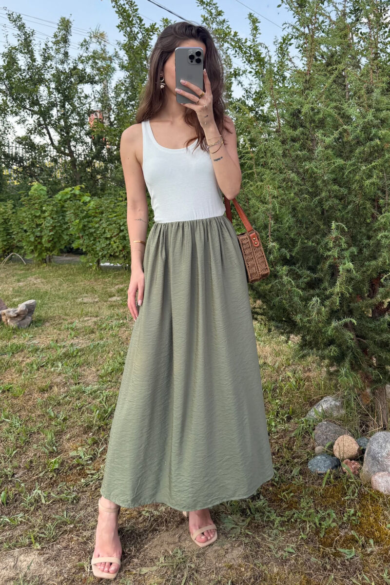 FUSTAN DY NGJYRËSH PËR FEMRA NË NGJYRËN E BARDHË+JESHILE - 5