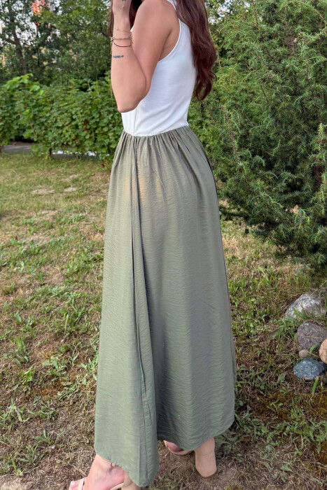 FUSTAN DY NGJYRËSH PËR FEMRA NË NGJYRËN E BARDHË+JESHILE - 8