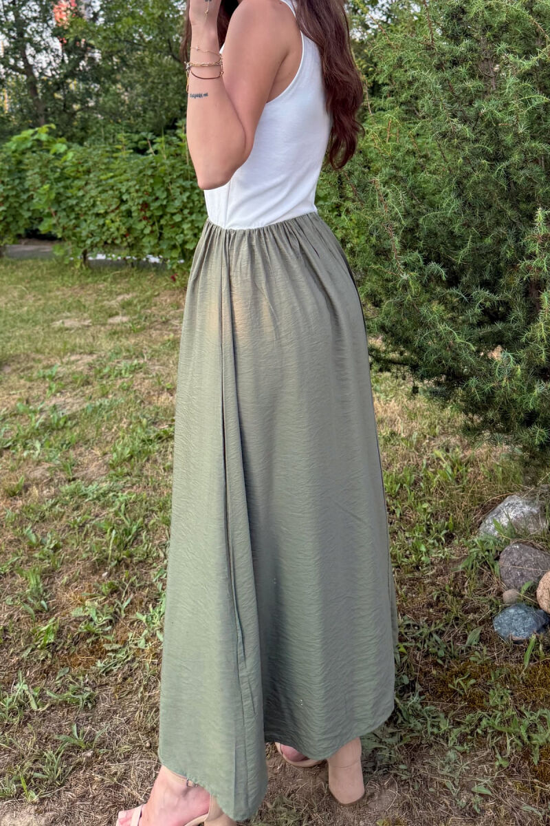 FUSTAN DY NGJYRËSH PËR FEMRA NË NGJYRËN E BARDHË+JESHILE - 8