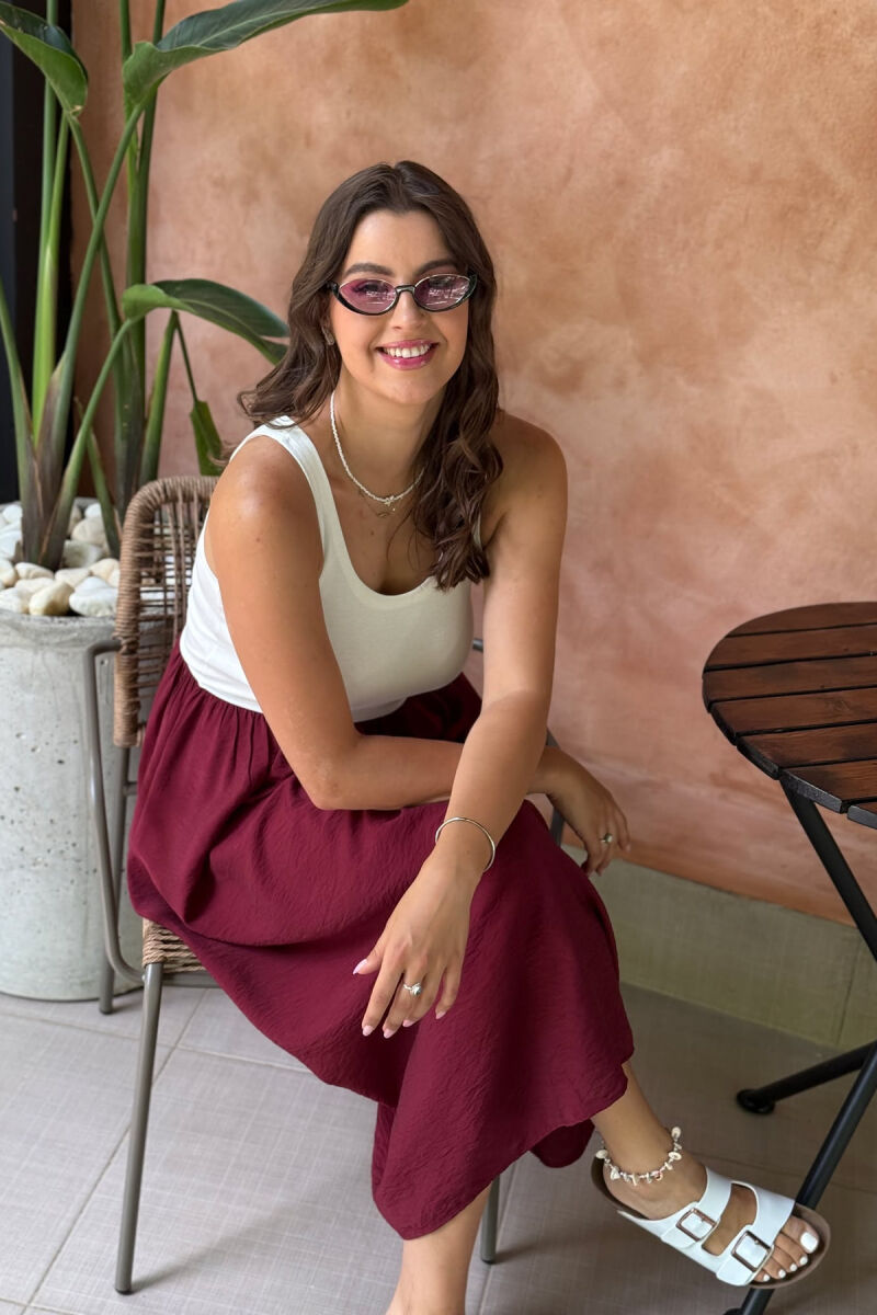 FUSTAN DY NGJYRËSH PËR FEMRA NË NGJYRËN E BARDHË+VISHNJË - 2