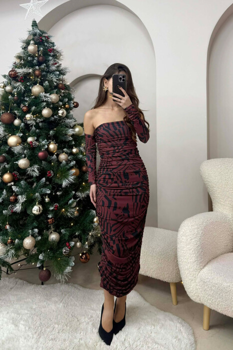 FUSTAN I GJATË DY NGJYRËSH PËR FEMRA NË NGJYRËN VISHNJË - 2