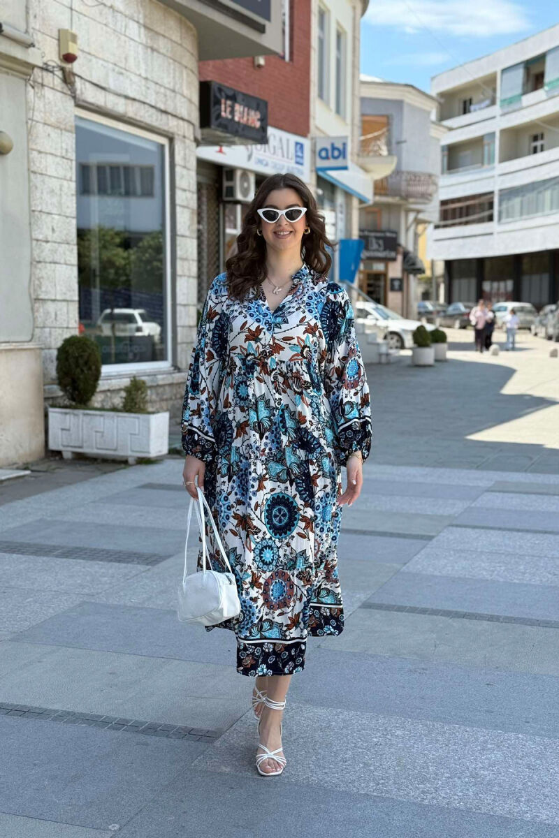 FUSTAN I GJATË ME DIZAJNE TË NDRYSHME PËR FEMRA NË NGJYRËN BLU - 1