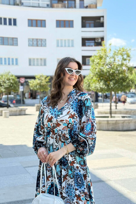 FUSTAN I GJATË ME DIZAJNE TË NDRYSHME PËR FEMRA NË NGJYRËN BLU - 2