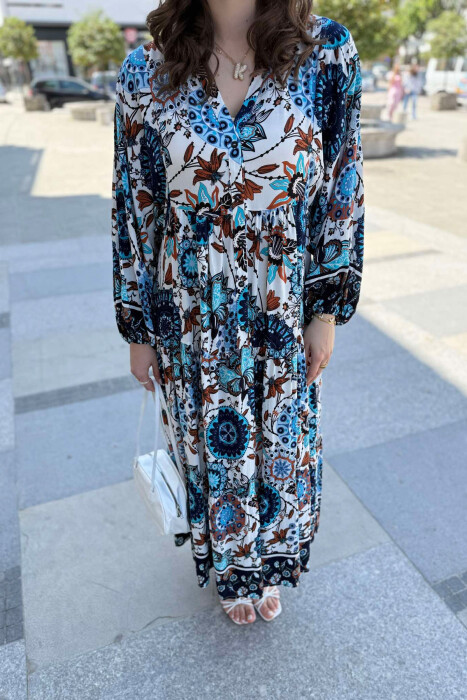 FUSTAN I GJATË ME DIZAJNE TË NDRYSHME PËR FEMRA NË NGJYRËN BLU - 4