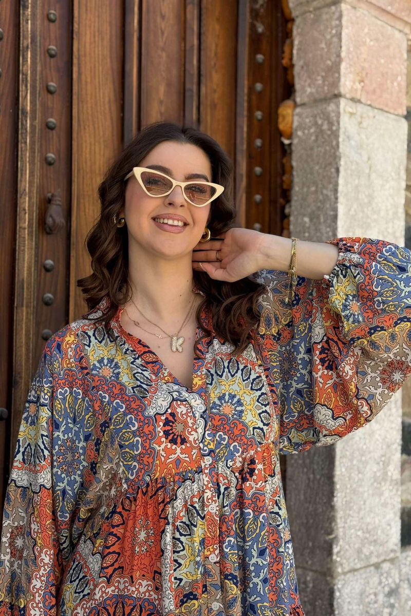 FUSTAN I GJATË ME DIZAJNE TË NDRYSHME PËR FEMRA NË NGJYRËN PORTOKALLI - 3