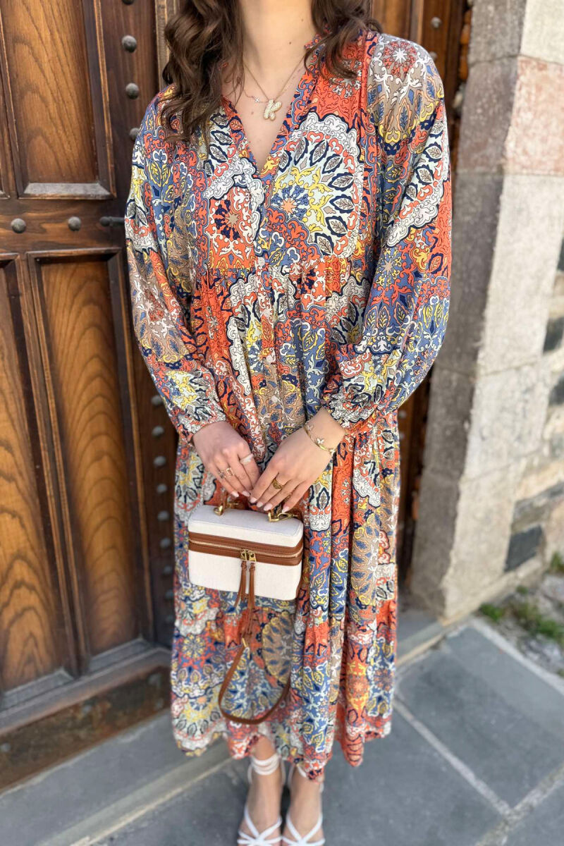 FUSTAN I GJATË ME DIZAJNE TË NDRYSHME PËR FEMRA NË NGJYRËN PORTOKALLI - 4